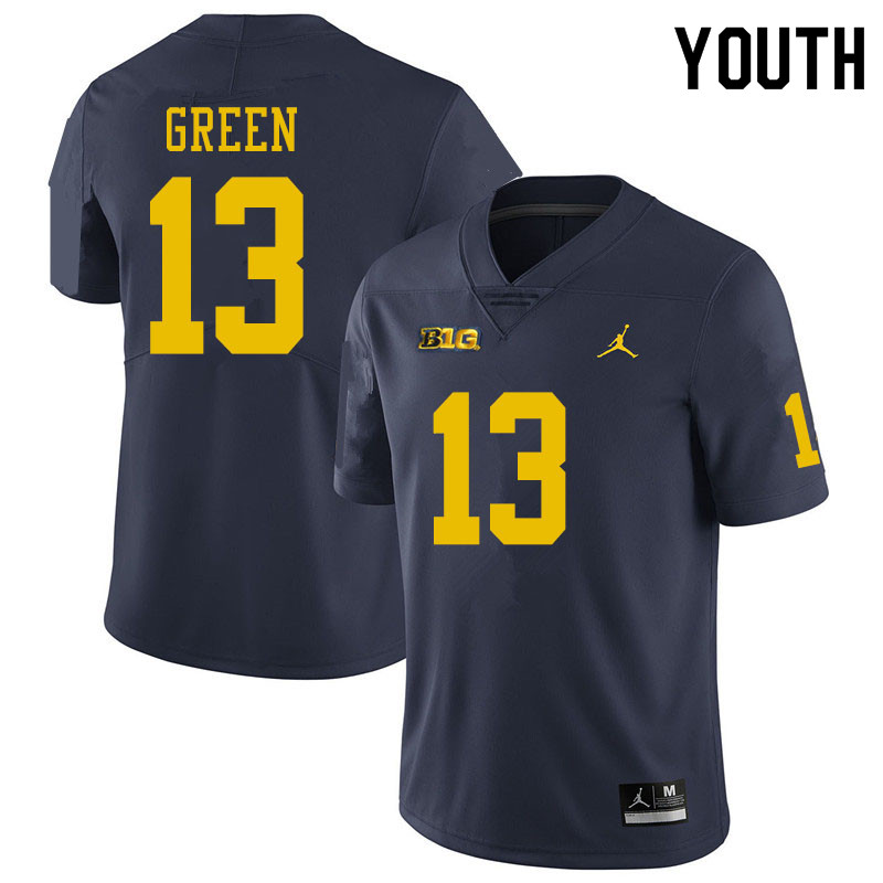Youth #13 German Green Michigan Wolverines College Football Jerseys Sale-Navy